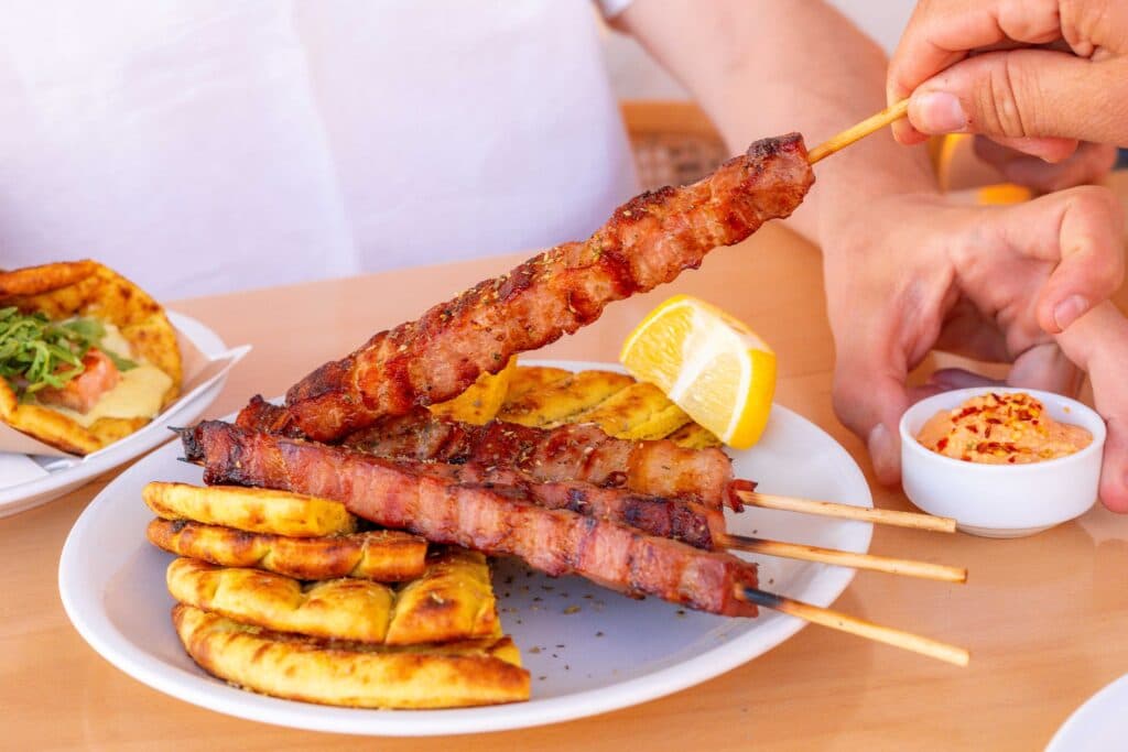 Traditional Greek Souvlaki in Mykonos